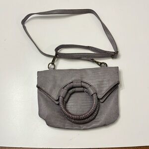 Anthropologie lizard snake embossed faux leather foldover crossbody handbag NWOT